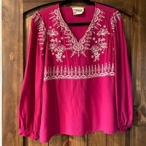 Magenta/dark pink Savanna Jane Embroidered Blouse